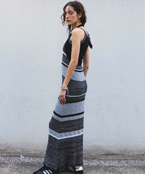 MAISON SPECIAL（メゾンスペシャル）の「Halter Neck Knit Dress/ホルターネックニットワンピース（ワンピース・レディース・ブラック/ボルドー・36/38）」の6枚目の写真