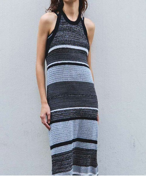 MAISON SPECIAL（メゾンスペシャル）の「Halter Neck Knit Dress/ホルターネックニットワンピース（ワンピース・レディース・ブラック/ボルドー・36/38）」の8枚目の写真