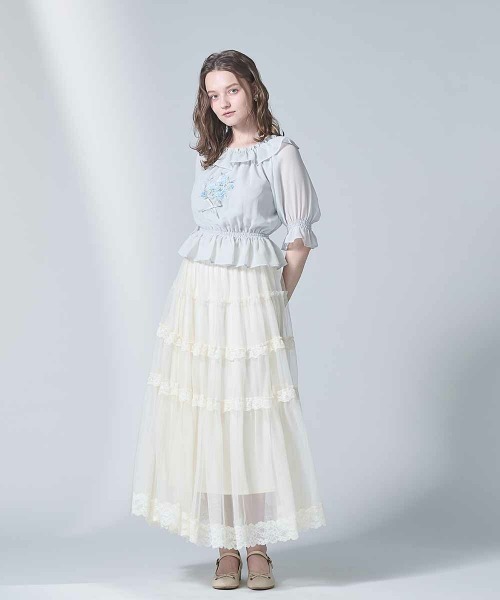 an another angelus fint レースフリルチュールスカート セール】レースフリルチュールスカート/ fint フィント 夏服