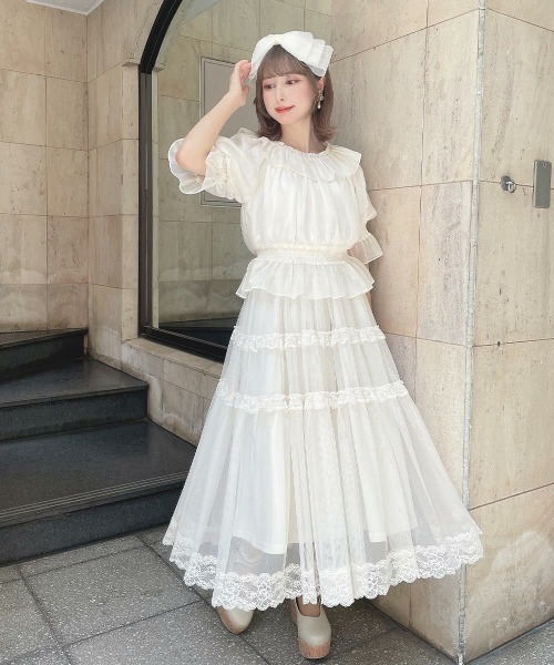 セール】レースフリルチュールスカート/ fint フィント 夏服（スカート