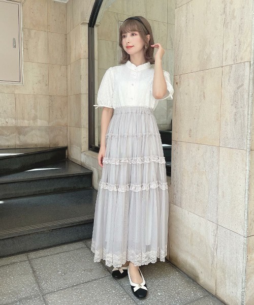 an another angelus fint レースフリルチュールスカート セール】レースフリルチュールスカート/ fint フィント 夏服