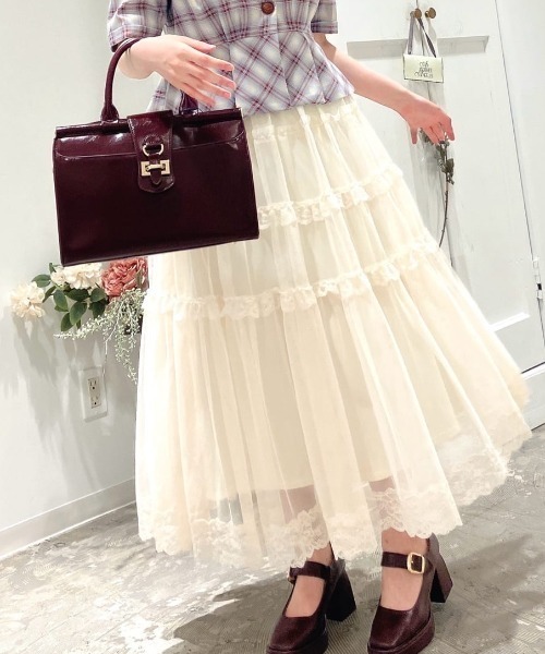 an another angelus fint レースフリルチュールスカート セール】レースフリルチュールスカート/ fint フィント 夏服