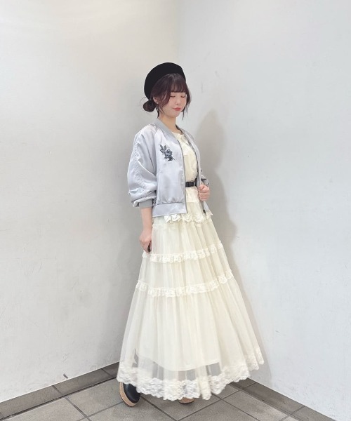 レースフリルチュールスカート/ fint フィント 夏服（スカート）｜an