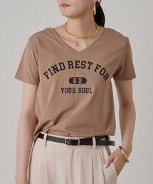 Tシャツ/カットソー（ブラウン/茶色系・Vネック）ファッション