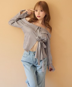 sheller ギンガムオフショルダートップス 楽天市場】≪ 7/17再値下げ＆大量追加!! 灼熱バーゲン≫送料無料