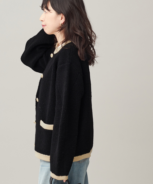 journal standard L'essage（ジャーナルスタンダードレサージュ）の「《SP》【金子綾さん着用】バイカラーボアカーディガン（カーディガン/ボレロ・レディース・ブラック/アイボリー・FREE）」の11枚目の写真