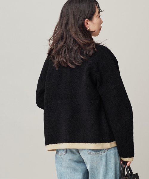 journal standard L'essage（ジャーナルスタンダードレサージュ）の「《SP》【金子綾さん着用】バイカラーボアカーディガン（カーディガン/ボレロ・レディース・ブラック/アイボリー・FREE）」の12枚目の写真
