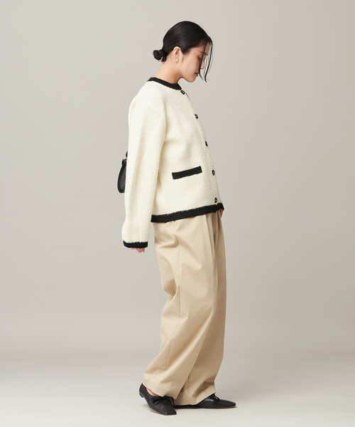 journal standard L'essage（ジャーナルスタンダードレサージュ）の「《SP》【金子綾さん着用】バイカラーボアカーディガン（カーディガン/ボレロ・レディース・ブラック/アイボリー・FREE）」の16枚目の写真