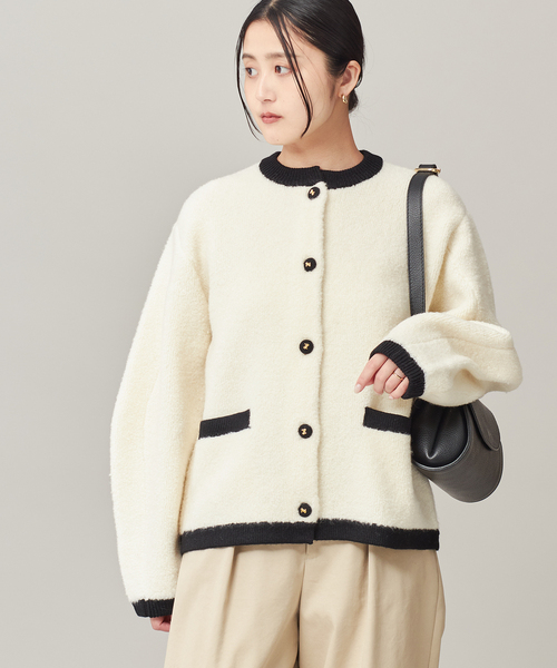 journal standard L'essage（ジャーナルスタンダードレサージュ）の「《SP》【金子綾さん着用】バイカラーボアカーディガン（カーディガン/ボレロ・レディース・ブラック/アイボリー・FREE）」の17枚目の写真