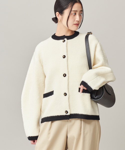 journal standard L'essage（ジャーナルスタンダードレサージュ）の「《SP》【金子綾さん着用】バイカラーボアカーディガン（カーディガン/ボレロ・レディース・ブラック/アイボリー・FREE）」の20枚目の写真