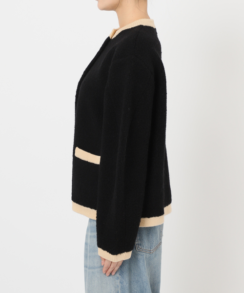 journal standard L'essage（ジャーナルスタンダードレサージュ）の「《SP》【金子綾さん着用】バイカラーボアカーディガン（カーディガン/ボレロ・レディース・ブラック/アイボリー・FREE）」の22枚目の写真