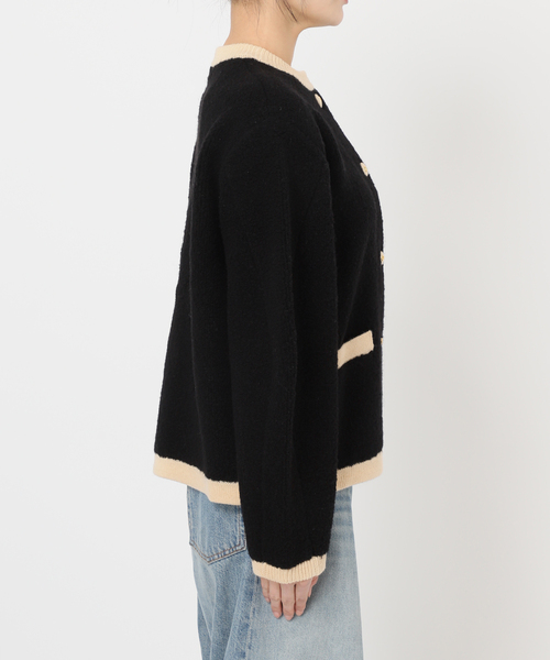 セール】《SP》【金子綾さん着用】バイカラーボアカーディガン