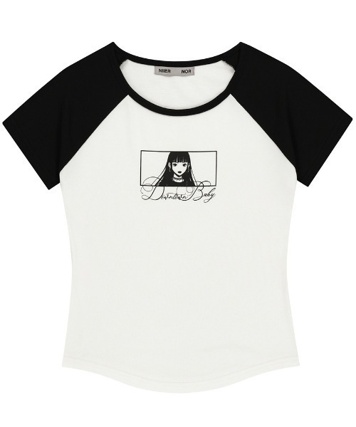 tシャツ A'GEM/9 × .kom 「NIIER NOR/ニーアノア」BAD ANGEL SLIM TEE/バッドエンジェルスリムTシャツ レディ A'GEM/9 × .kom 『NIIER NOR/ニーアノア』BAD ANGEL SLIM TEE
