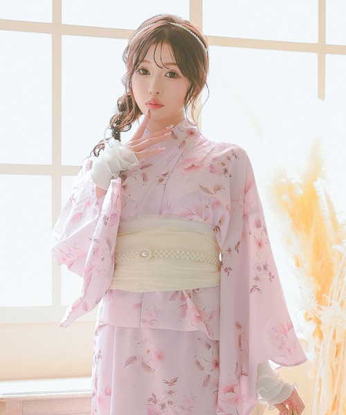 Retica(レティカ)の「浴衣 ワンピース セット レディース パウダーピンク ニュアンス フラワー セパレート ゆかた3点セット 浴衣羽織 キャミワンピ 兵児帯 かわいい(浴衣・レディース・ピンク・FREE)」の20枚目の写真
