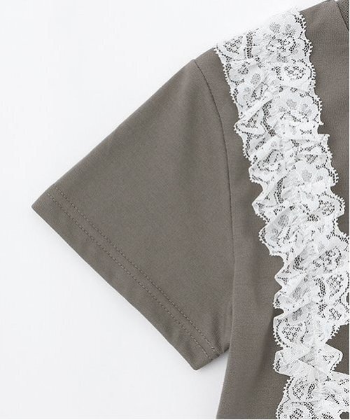 by LOVEiT（バイラビット）の「【Cuugal8月号掲載】【接触冷感】フロントレースTシャツ（Tシャツ/カットソー・キッズ・オフホワイト/ピンク/チャコール・120cm/130cm/140cm/150cm/160cm）」の7枚目の写真