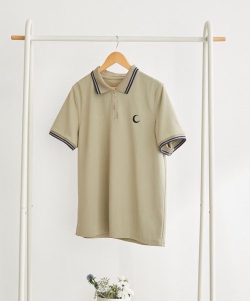 shochan direction item 】ムーンロゴ刺繍ダブルラインポロ