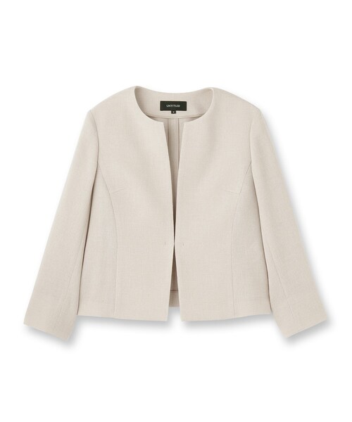 UNTITLED（アンタイトル）の「【短丈/日本製】カラミ風メッシュ ノーカラージャケット（ノーカラージャケット・レディース・ベージュ/ネイビー・46/48/50/44/42/00/01/02/03/04）」の3枚目の写真