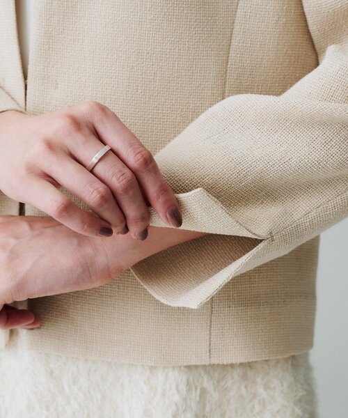 UNTITLED（アンタイトル）の「【短丈/日本製】カラミ風メッシュ ノーカラージャケット（ノーカラージャケット・レディース・ベージュ/ネイビー・46/48/50/44/42/00/01/02/03/04）」の19枚目の写真