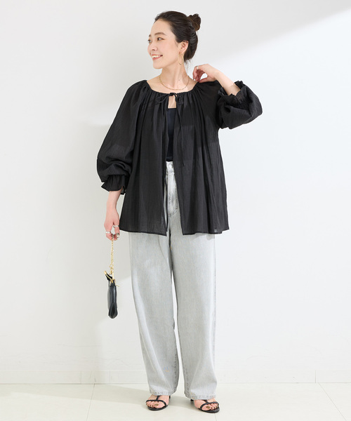 B.C STOCK(ベーセーストック)の「手洗い可 / 2WAYギャザーブラウス(シャツ/ブラウス・レディース・ベージュ/ブラック/ホワイト・FREE)」の16枚目の写真