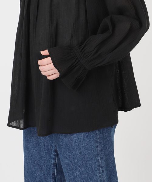 B.C STOCK(ベーセーストック)の「手洗い可 / 2WAYギャザーブラウス(シャツ/ブラウス・レディース・ベージュ/ブラック/ホワイト・FREE)」の6枚目の写真
