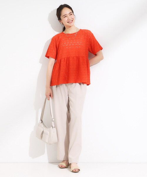 Cutie Blonde(キューティーブロンド)の「【S-LL】インせず決まる レースペプラムトップス(Tシャツ/カットソー・レディース・ブルー系その他/オレンジ系/ブラック・01/02/03/04)」の16枚目の写真