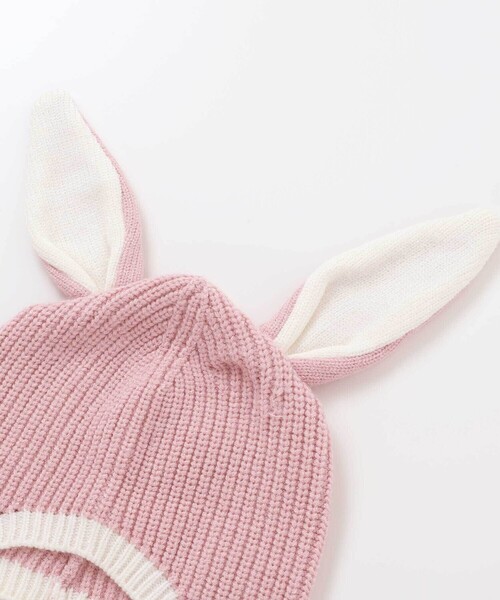 SLAP SLIP BABY(スラップスリップベビー)の「クマウサギ立体モチーフ付きニット帽ベビー(44~48cm)(その他ベビー用品・キッズ・オフホワイト/ブルー/ピンク・FREE)」の9枚目の写真