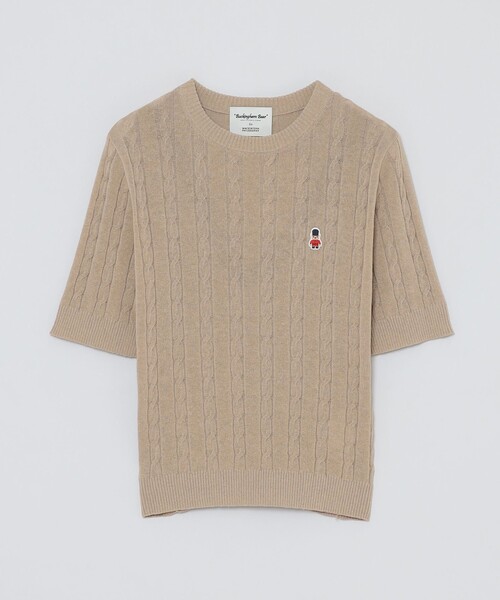 MACKINTOSH PHILOSOPHY(マッキントッシュ フィロソフィー)の「【WEB&一部店舗】バッキンガムベアケーブルハーフスリーブニット(ニット/セーター・レディース・ダークネイビー/ベージュ/オフホワイト・38)」の2枚目の写真