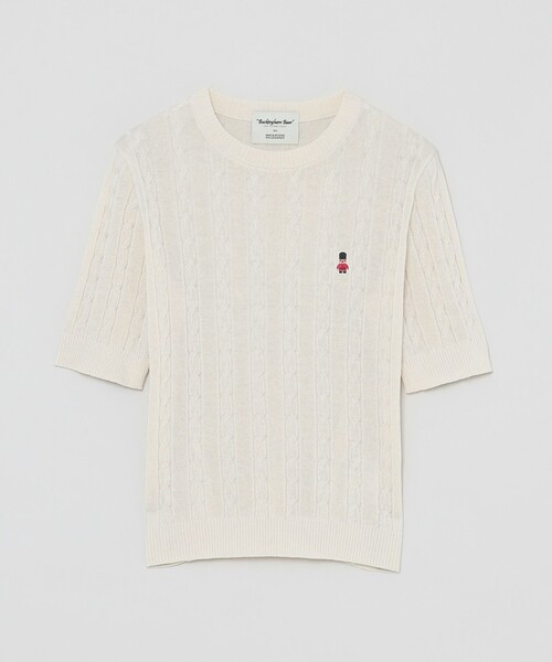 MACKINTOSH PHILOSOPHY(マッキントッシュ フィロソフィー)の「【WEB&一部店舗】バッキンガムベアケーブルハーフスリーブニット(ニット/セーター・レディース・ダークネイビー/ベージュ/オフホワイト・38)」の1枚目の写真