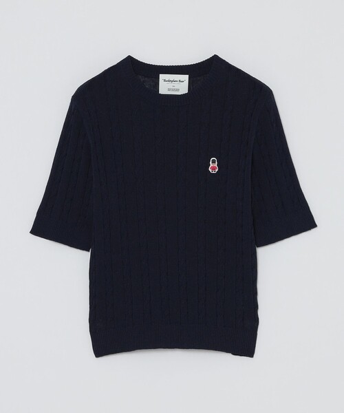 MACKINTOSH PHILOSOPHY(マッキントッシュ フィロソフィー)の「【WEB&一部店舗】バッキンガムベアケーブルハーフスリーブニット(ニット/セーター・レディース・ダークネイビー/ベージュ/オフホワイト・38)」の3枚目の写真