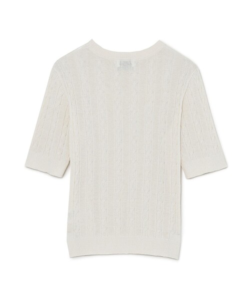 MACKINTOSH PHILOSOPHY(マッキントッシュ フィロソフィー)の「【WEB&一部店舗】バッキンガムベアケーブルハーフスリーブニット(ニット/セーター・レディース・ダークネイビー/ベージュ/オフホワイト・38)」の4枚目の写真