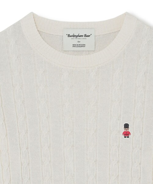 MACKINTOSH PHILOSOPHY(マッキントッシュ フィロソフィー)の「【WEB&一部店舗】バッキンガムベアケーブルハーフスリーブニット(ニット/セーター・レディース・ダークネイビー/ベージュ/オフホワイト・38)」の5枚目の写真