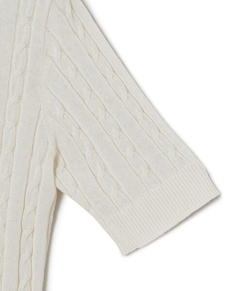 MACKINTOSH PHILOSOPHY(マッキントッシュ フィロソフィー)の「【WEB&一部店舗】バッキンガムベアケーブルハーフスリーブニット(ニット/セーター・レディース・ダークネイビー/ベージュ/オフホワイト・38)」の6枚目の写真