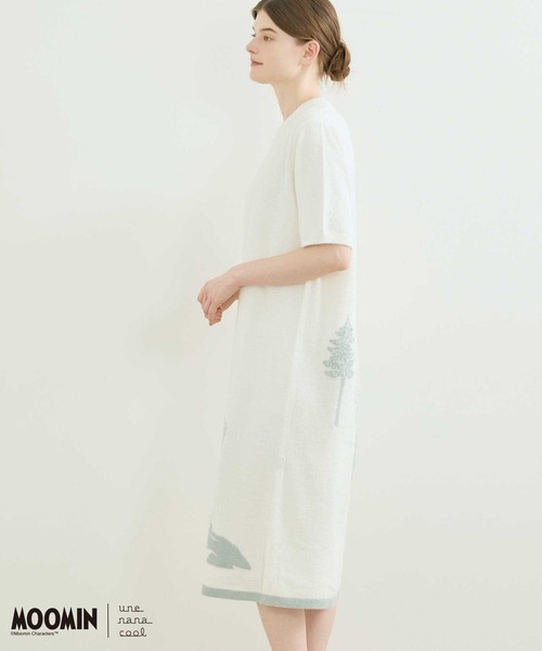 une nana cool(ウンナナクール)の「【ムーミンコラボ】MOOMIN × une nana cool なめらかふわふわワンピース(ルームワンピース・レディース・アイボリー/シャーベット・M-L)」の3枚目の写真