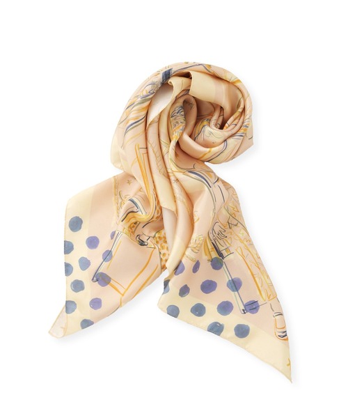 ROPE'（ロペ）の「【YUKO SAEKI for ROPE’・コラボ】スカーフ柄プリント シルクスカーフ/Lサイズ（バンダナ/スカーフ・レディース・ベージュ/サックスブルー/ピンク・FREE）」の6枚目の写真