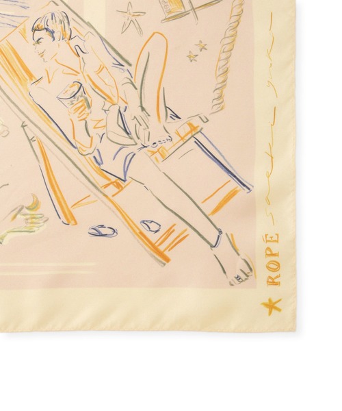 ROPE'（ロペ）の「【YUKO SAEKI for ROPE’・コラボ】スカーフ柄プリント シルクスカーフ/Lサイズ（バンダナ/スカーフ・レディース・ベージュ/サックスブルー/ピンク・FREE）」の7枚目の写真