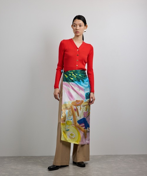 ROPE'（ロペ）の「【YUKO SAEKI for ROPE’・コラボ】スカーフ柄プリント シルクスカーフ/Lサイズ（バンダナ/スカーフ・レディース・ベージュ/サックスブルー/ピンク・FREE）」の16枚目の写真