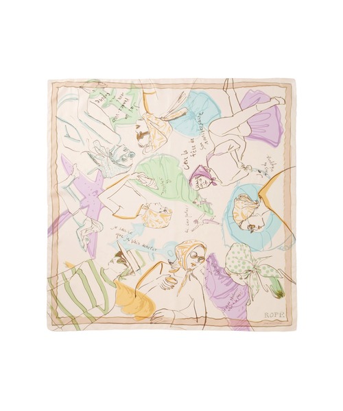 ROPE'（ロペ）の「【YUKO SAEKI for ROPE’・コラボ】スカーフ柄プリント シルクスカーフ/Lサイズ（バンダナ/スカーフ・レディース・ベージュ/サックスブルー/ピンク・FREE）」の13枚目の写真