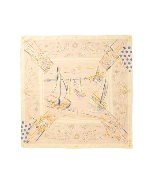 ROPE'（ロペ）の「【YUKO SAEKI for ROPE’・コラボ】スカーフ柄プリント シルクスカーフ/Lサイズ（バンダナ/スカーフ・レディース・ベージュ/サックスブルー/ピンク・FREE）」の14枚目の写真