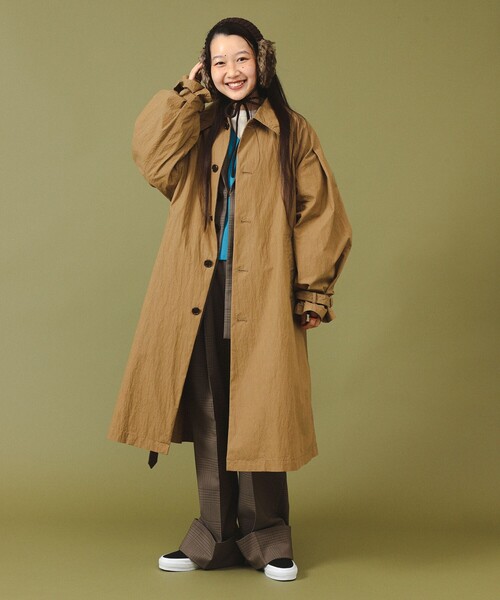 beams boy コート コットン ナイロン ミリタリー ステンカラー コート（ステンカラー