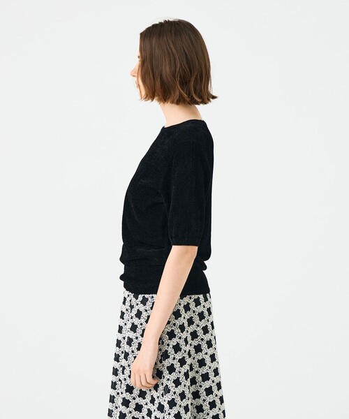 BALLSEY(ボールジィ)の「ストレッチベルベット ハーフスリーブプルオーバー(ニット/セーター・レディース・ダークブラウン/ブラック・S)」の5枚目の写真