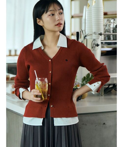 POLO BCS(ポロ ビーシーエス)の「【POLO BCSコラボ】シャツドッキングリブニット(ニット/セーター・レディース・レッド/アイボリー/ブラック/グレー・MEDIUM)」の4枚目の写真