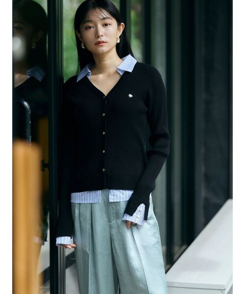POLO BCS(ポロ ビーシーエス)の「【POLO BCSコラボ】シャツドッキングリブニット(ニット/セーター・レディース・レッド/アイボリー/ブラック/グレー・MEDIUM)」の1枚目の写真