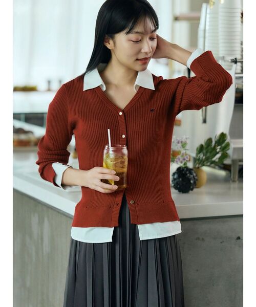 POLO BCS(ポロ ビーシーエス)の「【POLO BCSコラボ】シャツドッキングリブニット(ニット/セーター・レディース・レッド/アイボリー/ブラック/グレー・MEDIUM)」の6枚目の写真