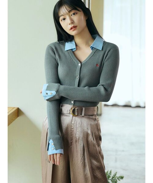 POLO BCS(ポロ ビーシーエス)の「【POLO BCSコラボ】シャツドッキングリブニット(ニット/セーター・レディース・レッド/アイボリー/ブラック/グレー・MEDIUM)」の8枚目の写真