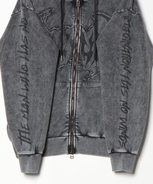 bike star（バイクスター）の「BIKESTAR GRUNGY WORKS 加工 ジップパーカー（パーカー・メンズ・ホワイト/チャコールグレー/ブラウン・L/M）」の9枚目の写真