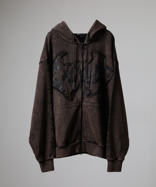 bike star（バイクスター）の「BIKESTAR GRUNGY WORKS 加工 ジップパーカー（パーカー・メンズ・ホワイト/チャコールグレー/ブラウン・L/M）」の22枚目の写真