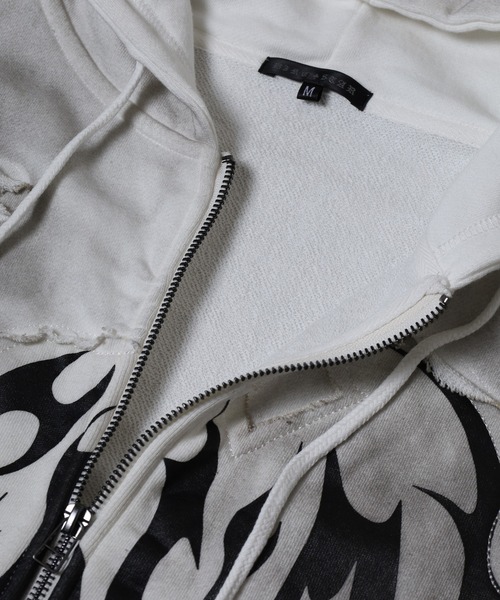 bike star（バイクスター）の「BIKESTAR GRUNGY WORKS 加工 ジップパーカー（パーカー・メンズ・ホワイト/チャコールグレー/ブラウン・L/M）」の18枚目の写真