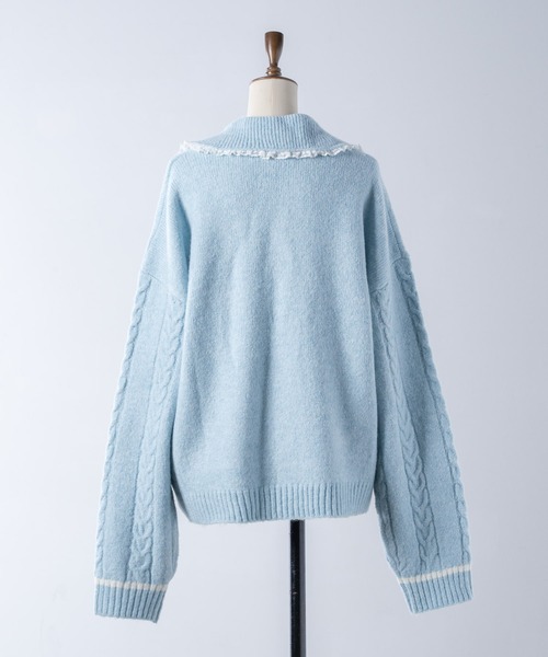 Lallana（ララーナ）の「Bijou Button Frill Cardigan/ビジューボタン