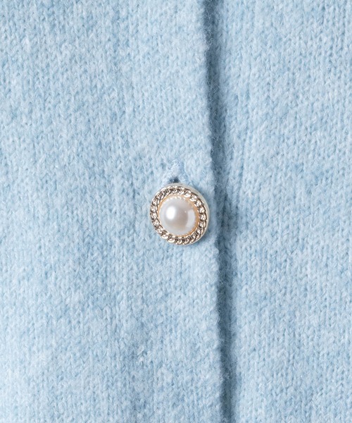lallana Bijou Button Frill Cardigan ブルー Lallana（ララーナ）の「Bijou Button Frill Cardigan/ビジューボタン