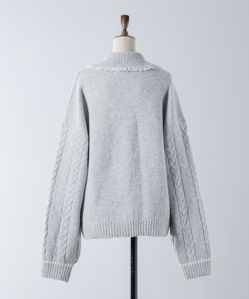 Lallana（ララーナ）の「Bijou Button Frill Cardigan/ビジューボタン